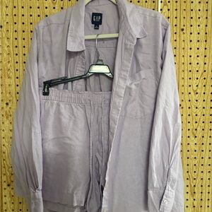 GAP Women's Lavender Button Up & Shorts Set